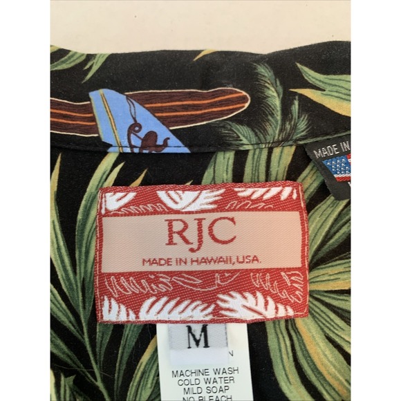 Vtg RJC Men's Made In Hawaii, Button Down Tropical Santa Shirt, Christmas Med - Picture 12 of 16